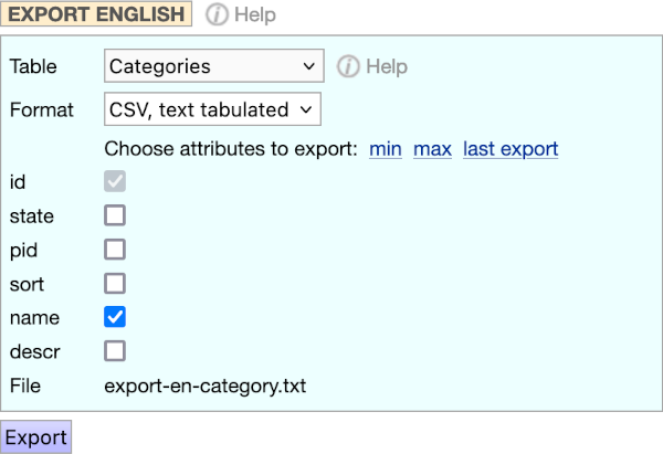 Export files
