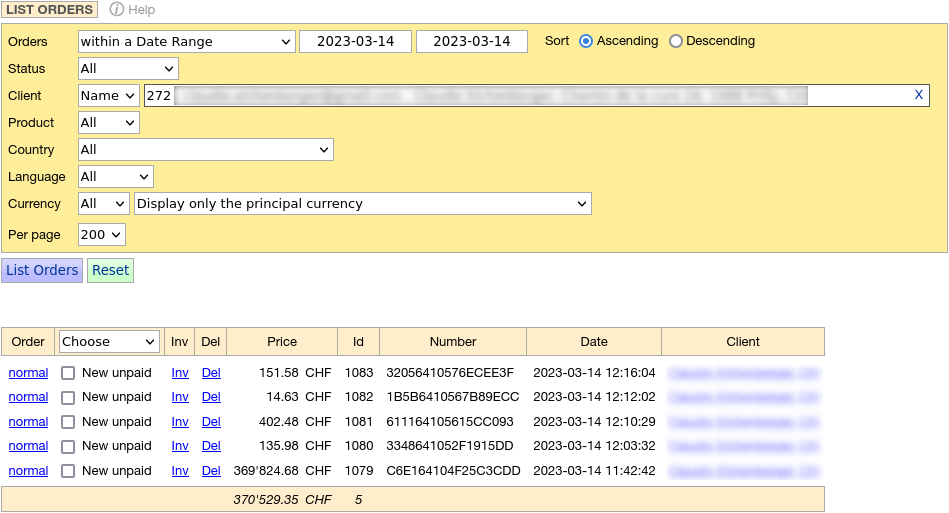 Monitoring Orders